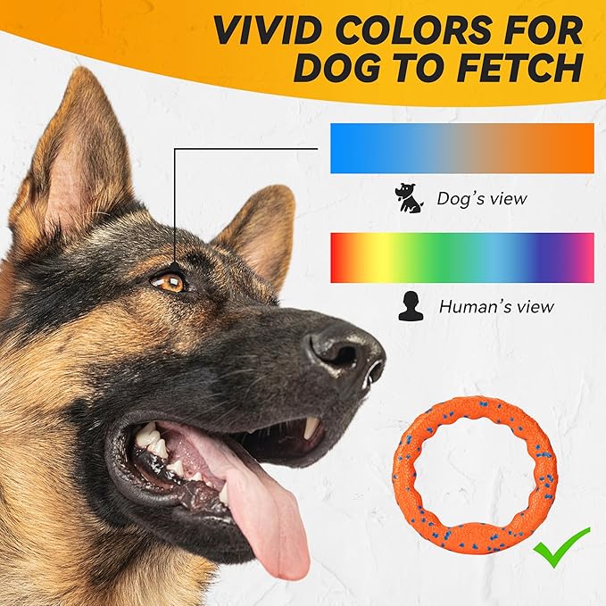 Dog Ring Toy, Indestructible Flying Discs for Throwing Catching, Water Floating Dog Training Ring for Medium Large Breeds (Orange - φ9 inches)