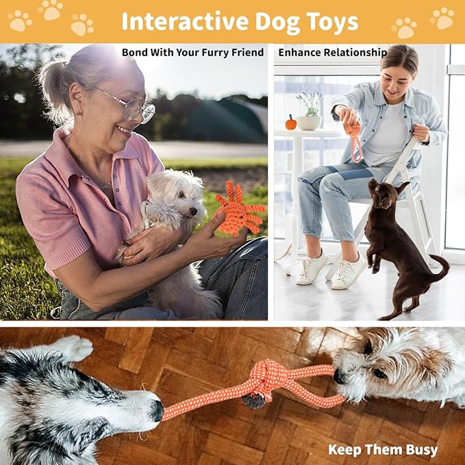 Dog Rope Toy - Tug of War Dog Toy, 8 Pack Sturdy Cotton Chew Rope Toys for Dogs, Puppy Chew Toys for Teething & Boredom Relief