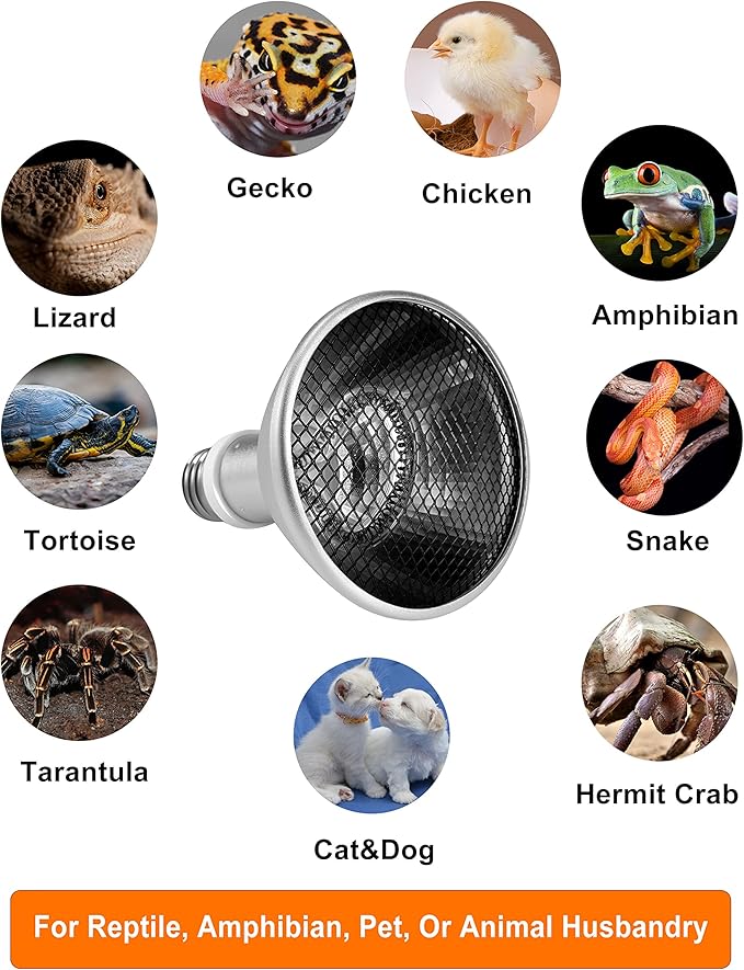 Deep Heat Projector - DHP 130W Infrared Reptile Heat Lamp Bulbs for Turtle Light Bearded Dragon Chicken Lizard Leopard Gecko Snake