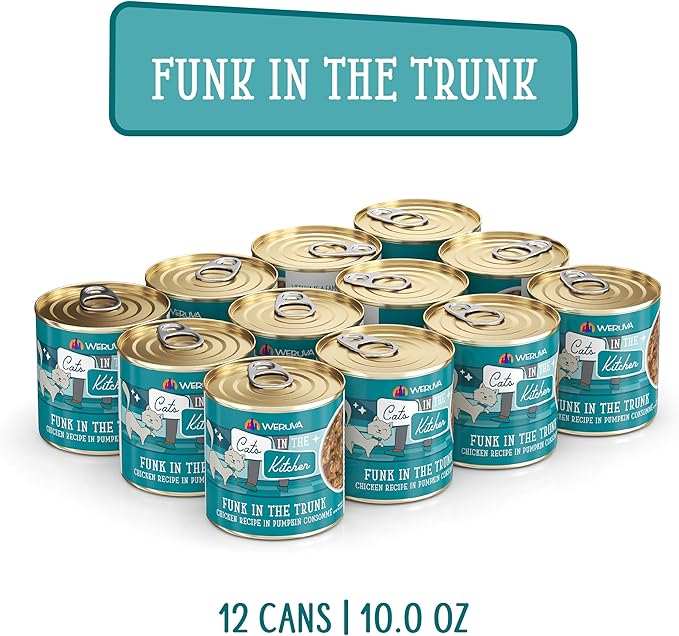 Weruva Cats in The Kitchen, Funk in The Trunk Wet Cat Food, 10oz Can (Pack of 12)