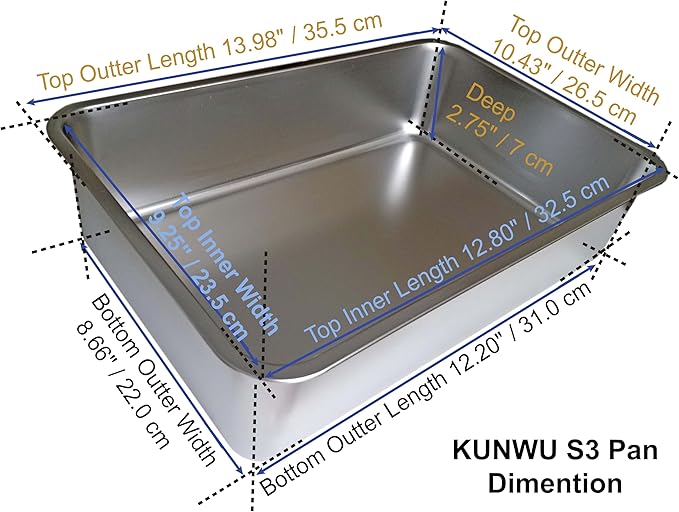 Stainless Steel Rectangle Sheet Pan 14"x10"x2.75" Bakeware, Cake Pan Tray for Cake, Cookie (S (14"x10"), 2.75" Deep)
