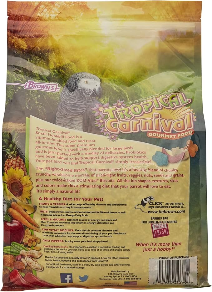 Small Hookbill Food – Gourmet Blend with Fruits, Nuts & Seeds, 10 Pounds, Omega 3 & Natural Preservatives, Supports Digestion