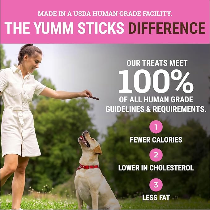 etta says! Yumm Sticks - Real Meat Pork Dog Jerky Treats - Human Grade - Made in The USA (24 Count Pack of 1)