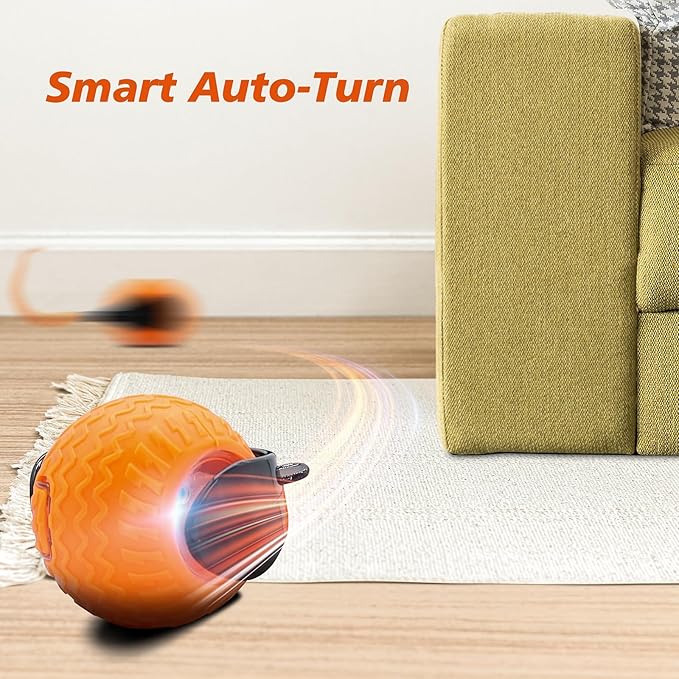 2Pcs Interactive Cat Toy for Indoor Cats, Speedy Ball with Tail, Automatic Moving Cat Balls for Bored Indoor Adult Cats, 360°Automatic Rolling Ball Toy, Two Speed Adjustment(Orange&Blue)