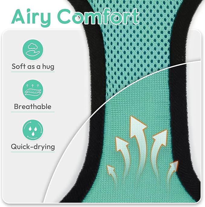 Dooradar Cat Harness and Leash Set, Escape Proof Safe Adjustable Kitten Vest Harnesses for Walking, Easy Control Soft Breathable Mesh Jacket with Reflective Strips for Cats, Green, S