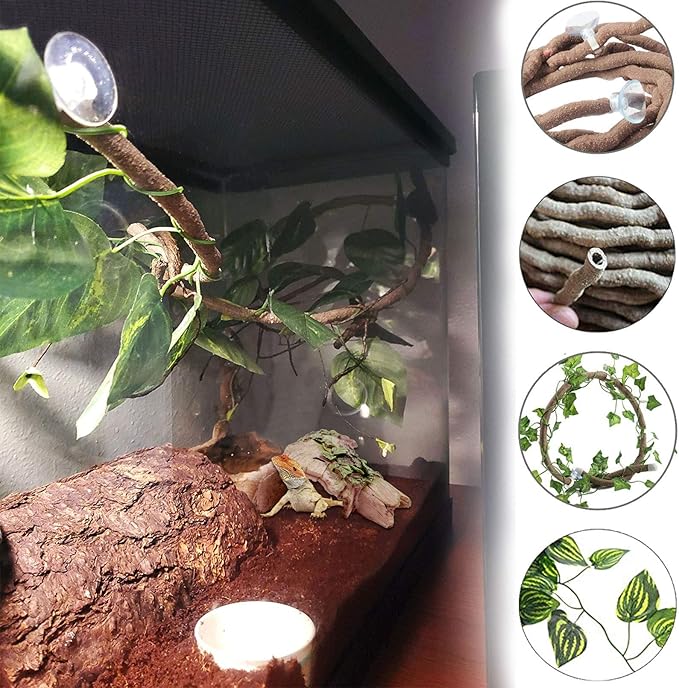 PINVNBY Reptile Hollow Tree Trunk Decoration,Resin Lizard Hideouts Log Hideaway,Crested Gecko Habitat Cave Decor,Aquarium Decaying Trunk Driftwood Ornament for Bearded Dragon Snake Betta Spider(3Pcs)