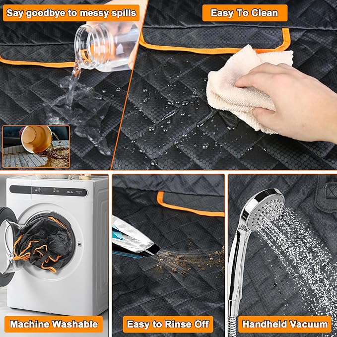 Dog Car Seat Cover for Back Seat, 600D Oxford Waterproof Bench Protector for Dogs Non-Slip Anti-Scratch Pet Rear Seat Cover Fits Cars SUVs Small Trucks