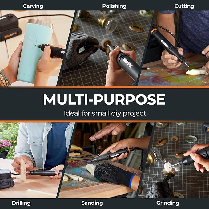 Cordless Rotary Tool Kit, 20V Mini Power Rotary Tool for Sanding, Carving, Drilling, Engraving, Polishing, DIY Crafts with 42 Accessories, Brushless Motor, 5000-35000 RPM Variable Speed