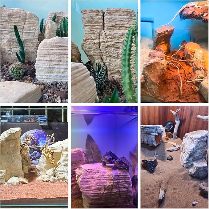 Natural Aquarium Rocks PH Neutral Stone 2-7inch Fish Rocks 10LB Pagoda Rocks for Aquariums, Landscaping Model,Tank Decoration,Amphibian Enclosures-6-7Pcs