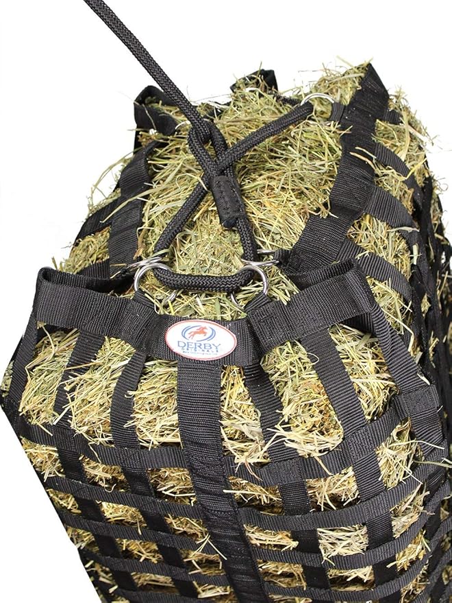 Derby Originals XL Go Around Slow Feeder Horse Hay Bag with Super Tough Bottom and 1 Year Warranty, Black, 71-7132BK
