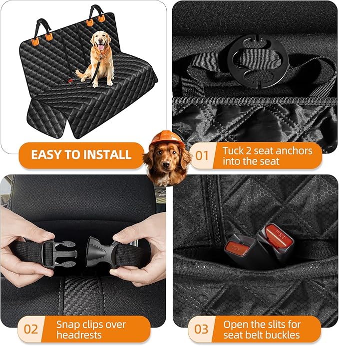 Dog Car Seat Cover for Back Seat - Waterproof and Scratchproof Back Seat Cover for Dogs Nonslip Car Seat Cover for Dogs Fits for Cars and SUVs