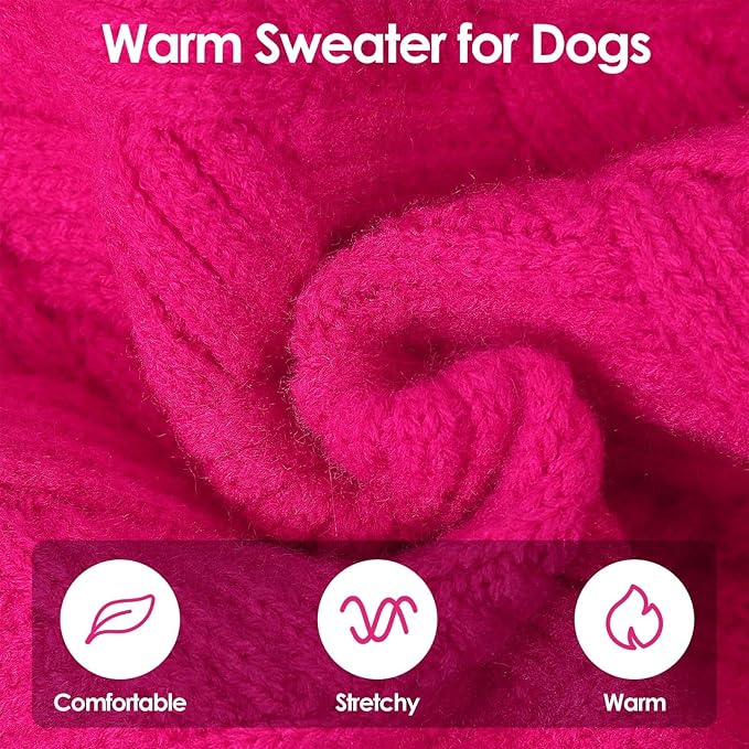 SUNFURA Dog Sweater Large Size Dogs, XL Dog Sweaters for Winter, Extra Large Breeds Girl Boy Pullover, Pet Knitted Knitwear Fall Sweatshirt for Pitbull, Labrador Retriever, Hot Pink X-Large