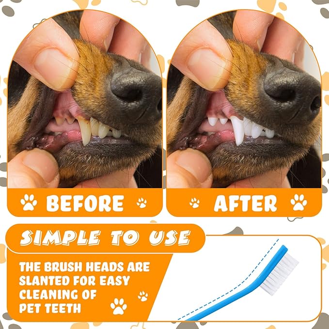 Nuenen 150 Pcs Dog Toothbrush Dual Headed Dental Brushes Puppy Tooth Brushing Kit Long Handle Toothbrush for Large and Small Dogs Cats Most Pets Teeth Cleaning Oral Care Supplies(Stylish Color)