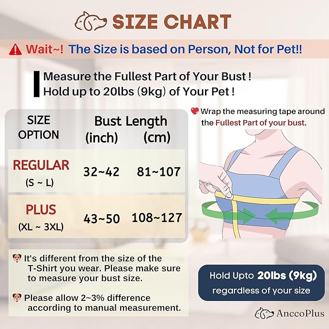 Dog Carriers for Small Dogs, Front Facing Small Dog Carrier, Hands Free Pet Carrier, Size Adjustable Cat Carriers, Reducing Back Pain, Safe Soft Cotton Cat Sling (Regular, Heather Gray)