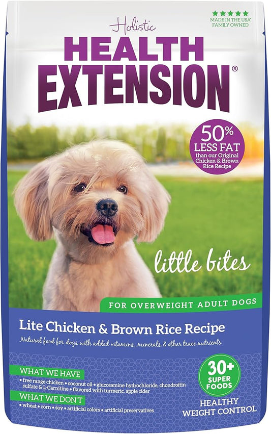 Health Extension Little Bites LITE Dry Dog Food, Chicken & Brown Rice for Small Breeds, Supports Healthy Weight, Digestion, Coat & Joint Health with Probiotics & Superfoods, 15 lb Bag (Pack of 1)