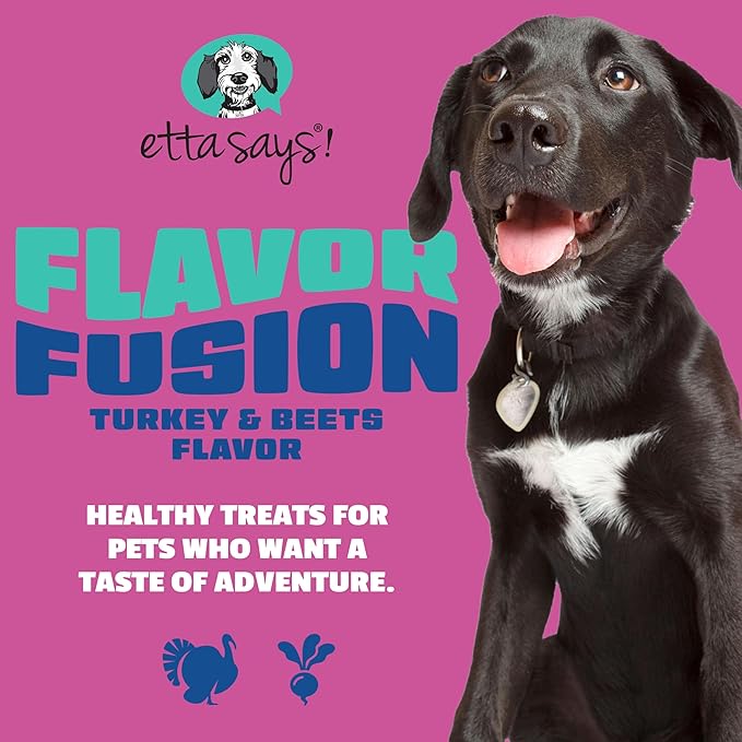 etta says! Flavor Fusion - All Natural Rawhide Free Chews for Dogs 2oz Chew- Turkey and Beets - Made in The USA (12 Count Pack of 1)