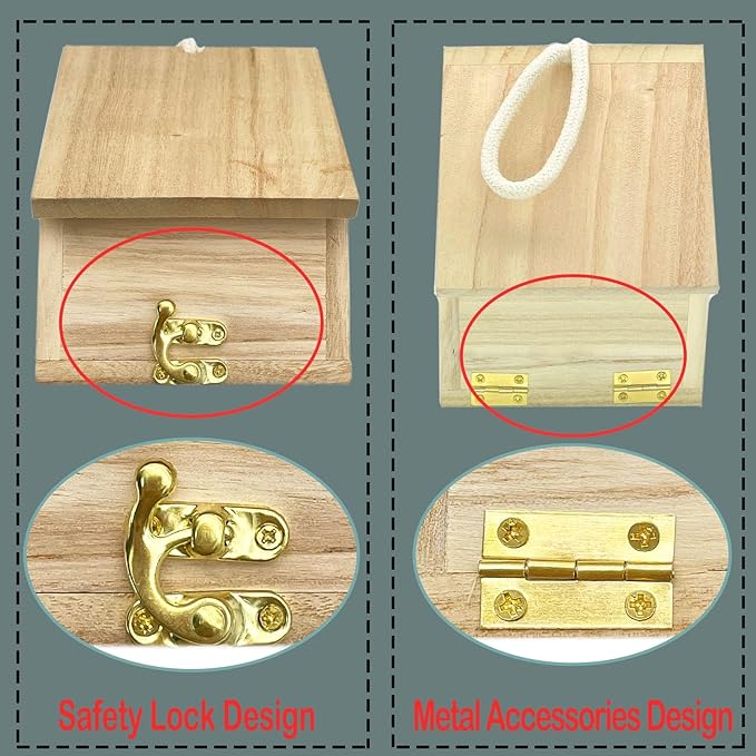 Tfwadmx Wooden Bird House, Hanging Birdhouse for Outside, Garden Patio Decorative Nest Box Bird House for Robin Budgie Swallow Little Sparrow Finch Throstle or Medium Size Birds