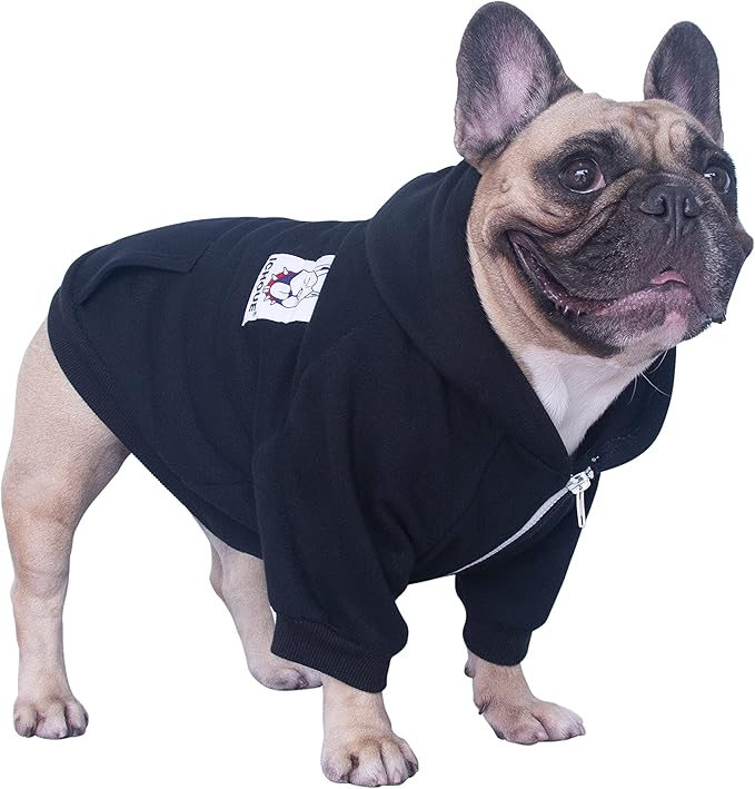 iChoue I am a French Bulldog Clothes Hoodies for Dogs Puppy Frenchie Pug English Boston Terrier Bully Pitbull Sweatshirt Sweater Clothing Cold Weather Winter Coats - Black/Large