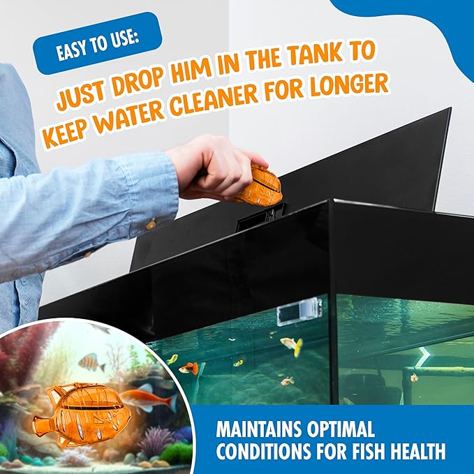 Aquarium Water Clarifier | Clear Cloudy Fish Tank Water Treatment, Safe for Freshwater & Saltwater Fish and Plants - Orange, 2 Pack