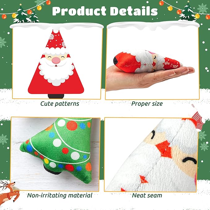 Christmas Catnip Toys Interactive Cats 5PCS Cat Nip Toy/Kitten Chew Plush Gift/Best Play Kick Stuff/Kitty Stuffed Teething Pillow/Cute and Soft Dental Gifts (5 types of Christmas decorations)