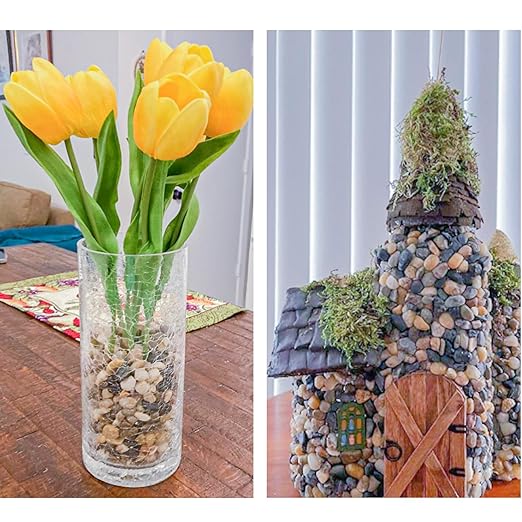 CJGQ 2.4lb 1/2" Pebbles for Plants Potting,Succulents Aquarium Fish Tank Vases-Decorative River Rocks Garden Gravel Stones