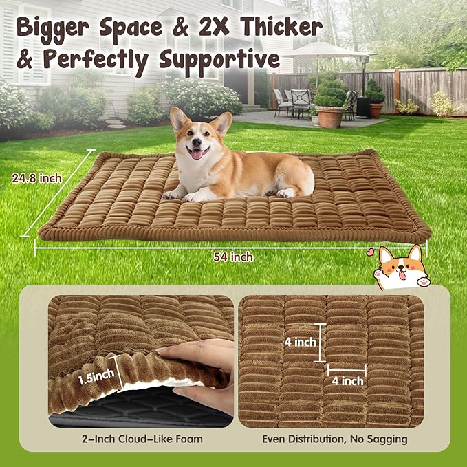 Backseat Pet Bed Mat, Plaid Dog Bed for Car Back Seat, Flannel Dog Covers for Loveseats, Non-Slip Travel Pet Mat, Custom Fit for Backseat Extenders and Seat Covers, 54"x24.8", Dark Coffee