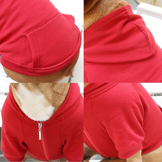 iChoue I am a French Bulldog Clothes Hoodies for Dogs Puppy Frenchie Pug English Boston Terrier Bully Pitbull Sweatshirt Sweater Clothing Cold Weather Winter Coats - Dark Red/Large