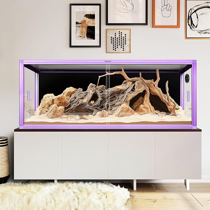 REPTI ZOO 68 Gallon Reptile Terrarium, 48" x 18" x 18" Light Weight Reptile Enclosure, Colored Reptiles Tank with Tempered Glass Door, Large Habitat for Bearded Dragon, Snake, Lizard, Gecko-Purple