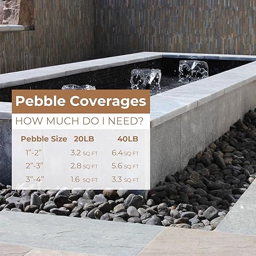 Large River Rocks for Landscaping 20lbs, 2-3 Inch Big Black Pebbles, Hand-Picked Premium Stones for Garden Design, Fish Tank, Flower Pots, Pathways and Backyard