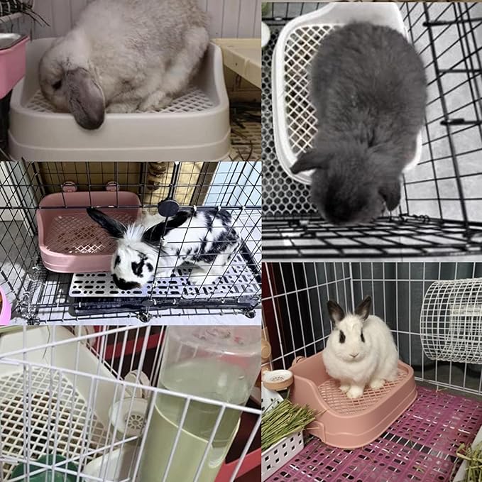 Tfwadmx Rabbit Litter Box Bunny Potty Training Litter Boxes Guinea Pig Corner Bedding Box Small Animal Toilet for Ferret,Chinchilla,Galesaur(Pink)