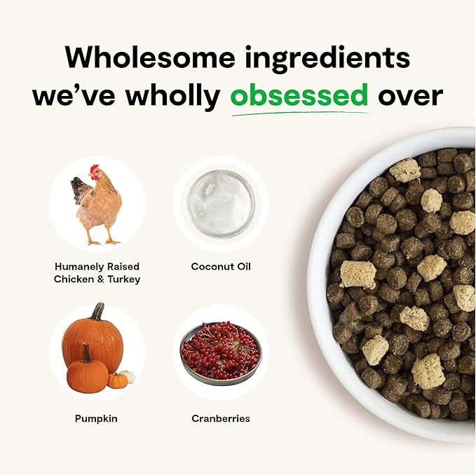 Open Farm, RawMix Dry Cat Food, Protein-Packed Kibble Coated in Bone Broth with Freeze Dried Raw Chunks, for Indoor & Outdoor Cats, Chicken & Turkey Grain-Free Recipe, 8lb Bag