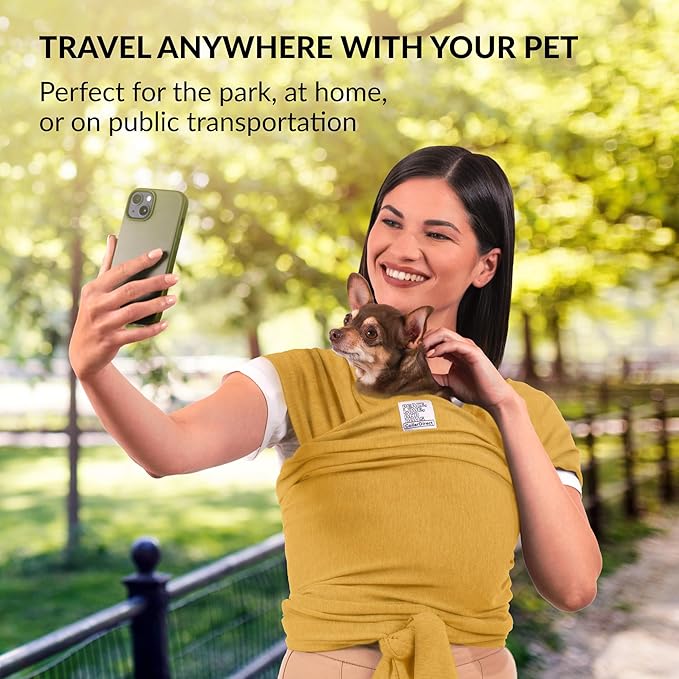 Dog Sling Carrier for Small Dogs - Anti-Anxiety Cat Sling, Puppy Pouch - Pet Sling in Gray Black Blue Green Pink Yellow (Yellow, Standard)