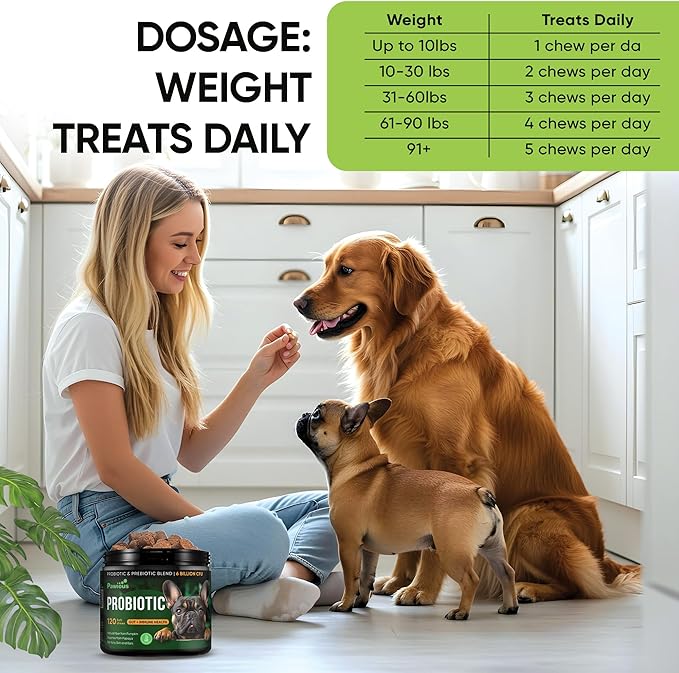Probiotics for Dogs - Digestive Enzymes Gut Flora, Digestive Health, Immune System - Diarrhea Support, Itchy Skin, Allergies - Pumpkin, Flaxseed Meal, Papaya Powder - Probiotic Chews for Dogs