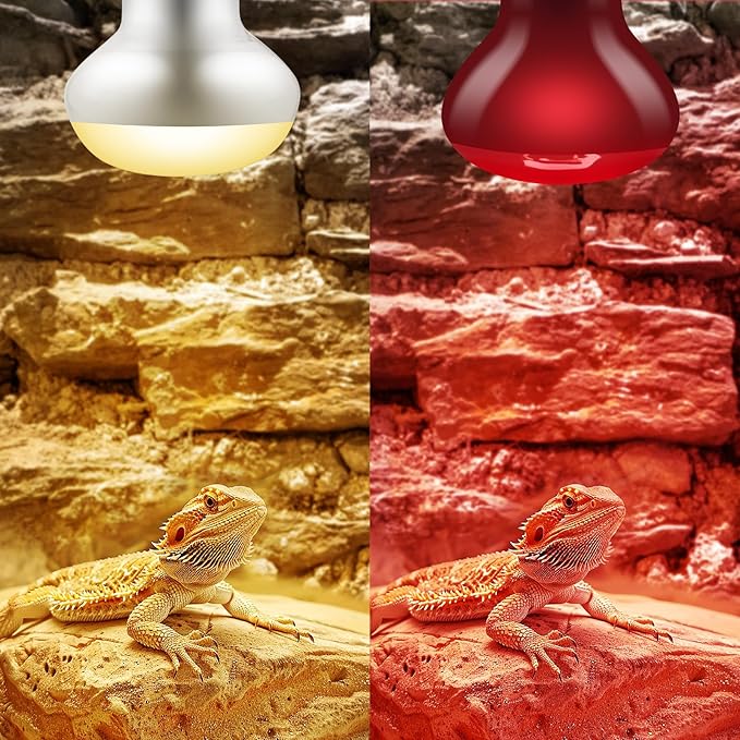 2 Pack 75W Reptile Heat Lamp Bulbs Reptile Heat Bulbs, UVA Basking Bulb and Infrared Light Bulb Combo, Basking Light for Bearded Dragon, Turtles, Snake and Lizard