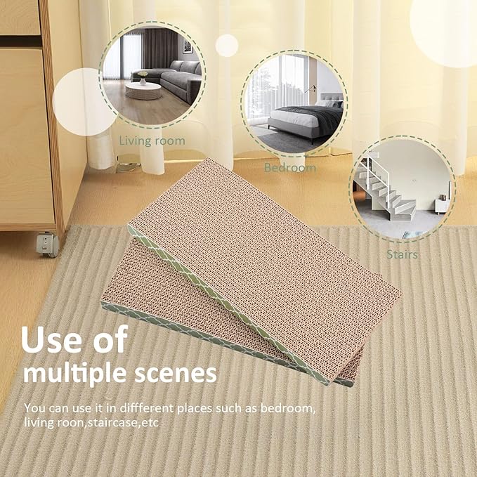 Cat Scratcher Cardboard Scratching Pads Scratch Lounge Bed with Catnip 3PCS Reversible Corrugated Cardboard with Scratch Box (17.1" L*8.1" W*2.2" H)