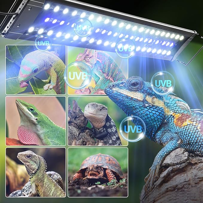 REPTI ZOO UVB Reptile Light with Dimming | 28 inch UVB LED Light Bulb for Reptile | 12W 10.0 UVB Lamp for Bearded Dragon Gecko Chameleon Frog | Reptile Light Bar Fixture with Controller