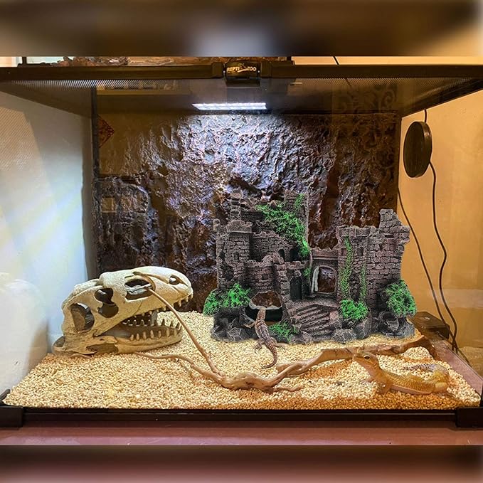 PINVNBY Reptile Resin Castle Decoration,Bearded Dragon Habitat Accessories Crested Gecko Hideouts Cave Reptiles Vines Flexible Jungle Climbing Vines Decor for Chameleon Snake Gecko Lizard(4 Pcs)