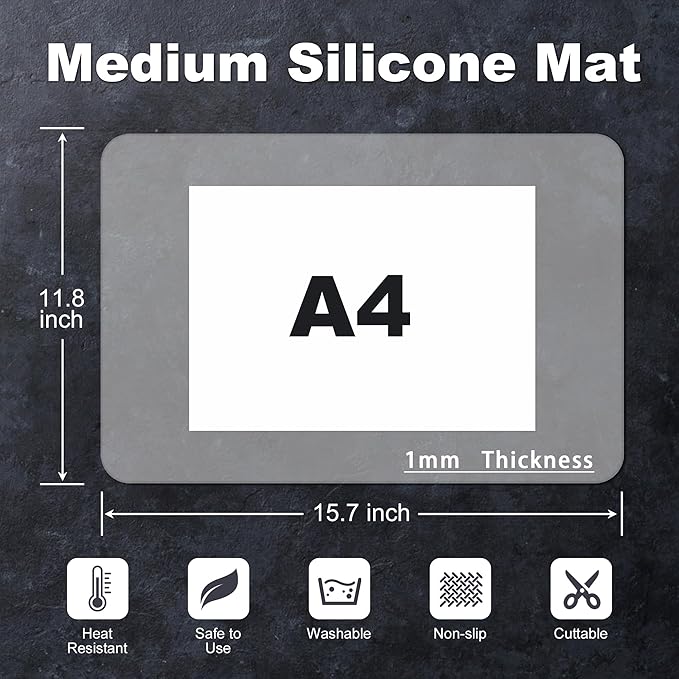 Silicone Mat for Kitchen Counter, Silicone Mat Trimable to Size (Translucent, 15.7×11.8inch-2pcs), BPA-Free Silicone Placemat, Heat-Resistant NonSlip Table Mat for Air Fryer, Countertop Protector Mat