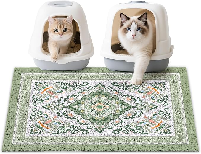 Unicorn Catcher Cat Litter Mat 33" x 22" Non-Slip Litter Box Mat Washable Litter Catcher Mat for Litter Box Indoor Food Mat Supplies Essentials, DarkSeaGreen