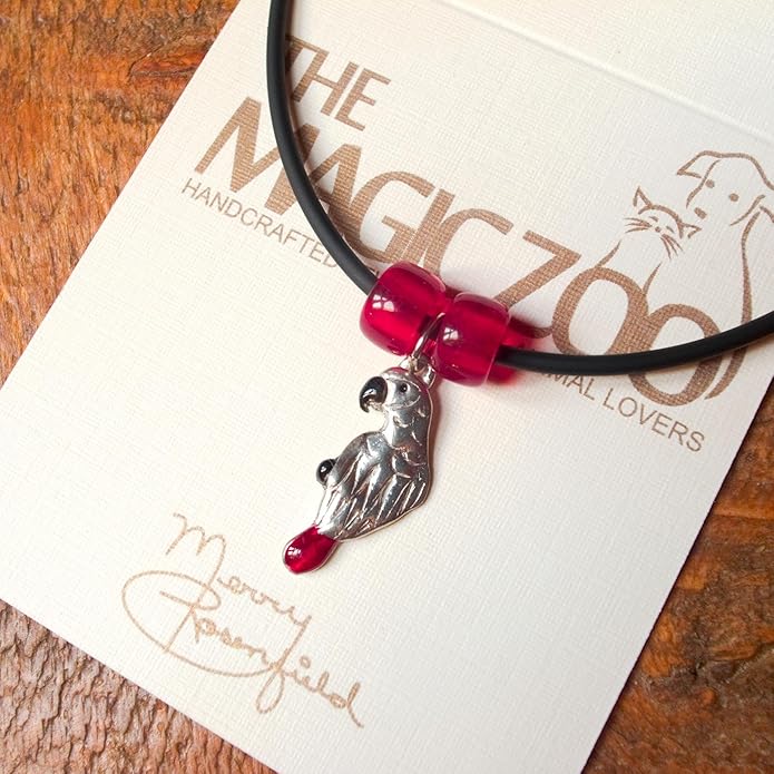 Enamel African Grey Parrot Necklace - Parrot Gifts for Women - Handcrafted in the USA