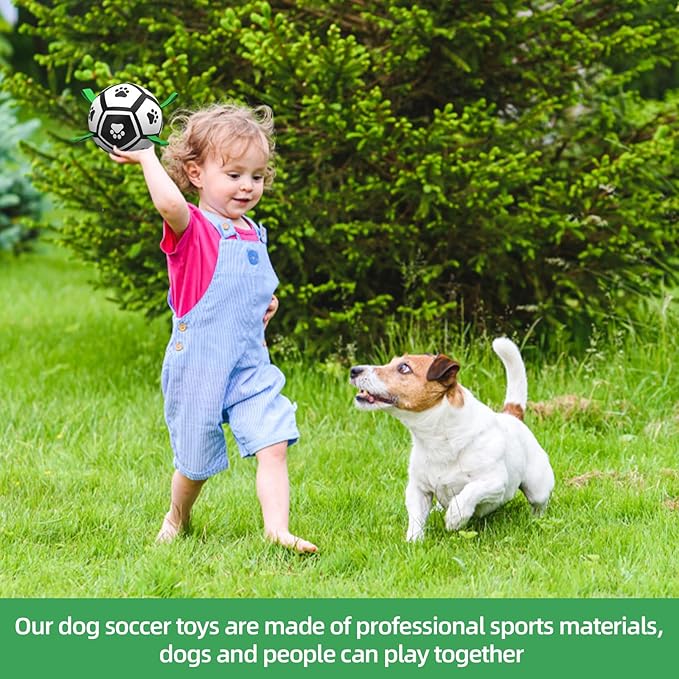 QDAN Dog Toys Soccer Ball with Straps, Interactive Toys for Tug of War, Puppy Birthday Gifts, Dog Water Toy, Durable Balls World Cup for Small Dogs๏ผ5 Inch๏ผ