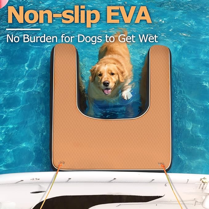 Inflatable Dog Water Ramp, Dog Floats Ladder Non-Slip EVA Foam with Dog Boat Ramp for Pools, Boats, Docks, Sea and Lake, Pet Water Dock Platform for Dogs Up to 220LBS