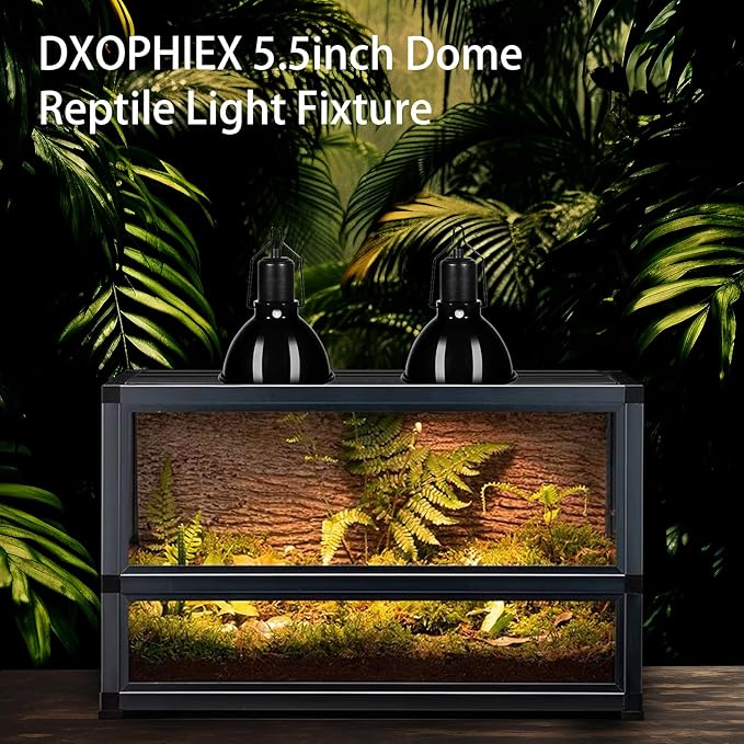 5.5 inch Dome Reptile Light Fixture Reptile Heat Lamp UVB Light Fixture for Bearded Dragon, Lizard, Hermit Crab, Turtle Tank and Terrarium(Max 100W)