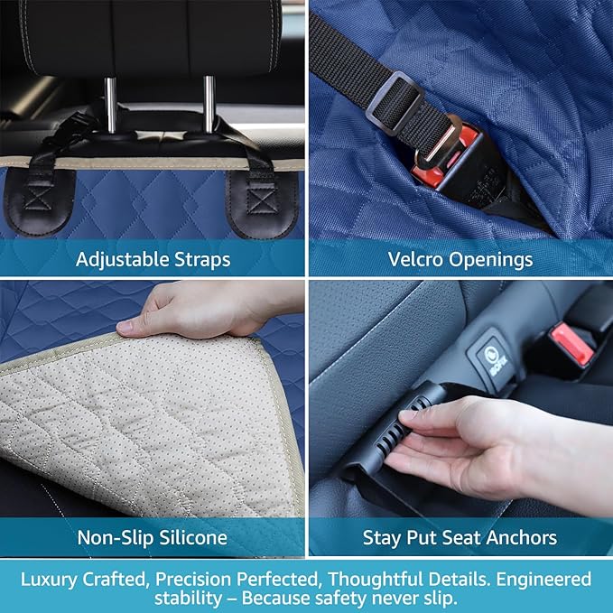 Lassie Dog Car Seat Covers for Back Seat, Waterproof Dog Car Hammock with Mesh Window Durable Scratch Proof Nonslip Pet Car Seat Covers Universal Fit Protector for Cars, Trucks & SUVs