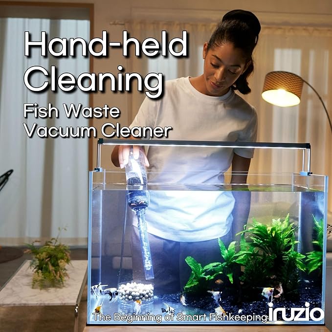 Aquarium Cleaner 2in1 - Small (Water Depth 7–10.6 in) | Substrate Surface Debris Vacuum | Air-Lift Suction | Near-Zero Water Loss | Quiet 45–50 dB