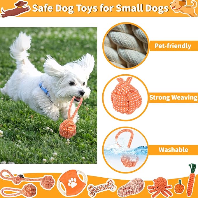 Dog Rope Toy - Tug of War Dog Toy, 8 Pack Sturdy Cotton Chew Rope Toys for Dogs, Puppy Chew Toys for Teething & Boredom Relief