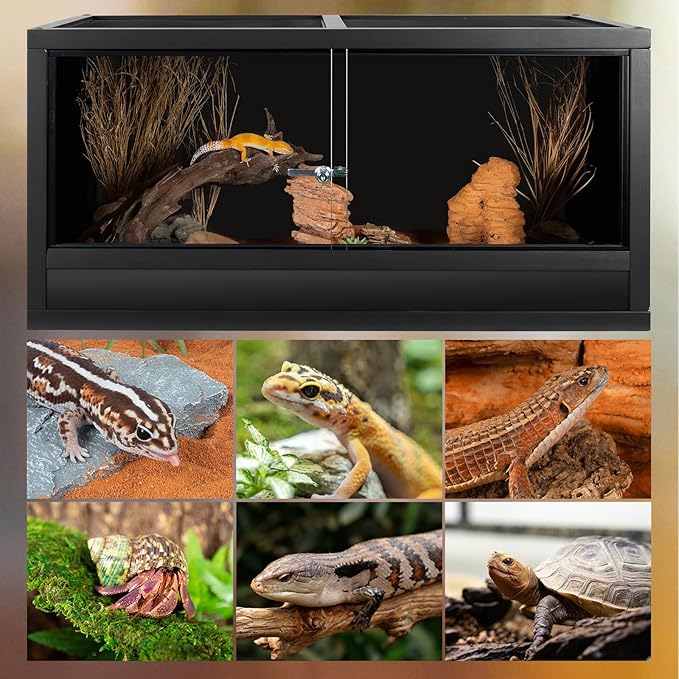 REPTI ZOO 50 Gallon Wooden Reptile Tank Enclosure, 36x18x18 inch Reptile Terrarium for Bearded Dragon Ball Python Gecko Snake Turtle, Light Weight Habitat Cage