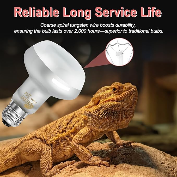 Intense 100W UVA Spotlight Heat Lamp Bulbs for Reptile Basking and Terrariums - Ideal for Desert-Dwelling Reptiles Like Bearded Dragons, Geckos, Iguanas, Lizards, Amphibians (Pack of 2)