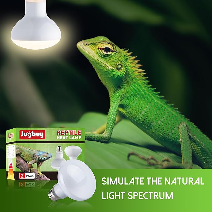 Reptile Heat Lamp Bulb, 100 Watt UVA Daylight Basking Spot Light for Bearded Dragon, Turtle, Lizard, Snake, Tortoise, Chameleon, Amphibians - 2 Pack