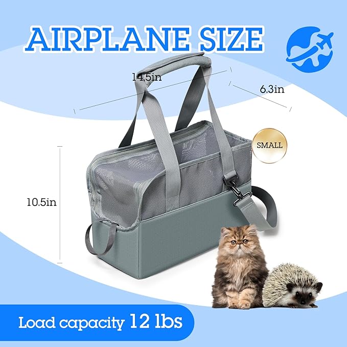 Cat Carrier, Soft Sided Breathable Mesh, Small Cats Pet Carrier up to 8 Lbs, Travel Carrier and Airline Approved Soft cat Carrier, 14.6in*10.6in*6.3in